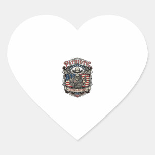 Pegatina En Forma De Corazón Esqueleto Patriótico Vaquero Patriota Oscuro Esque