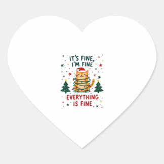 Pegatina En Forma De Corazón Está Bien Estoy Bien Todo Está Bien Gato De Navida