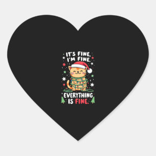Pegatina En Forma De Corazón Está Bien Estoy Bien Todo Está Bien Gato De Navida
