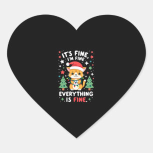 Pegatina En Forma De Corazón Está Bien Estoy Bien Todo Está Bien Gato De Navida