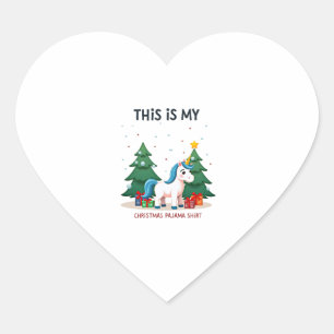 Pegatina En Forma De Corazón Esta es Mi Camiseta de Pijama de Navidad Unicornio