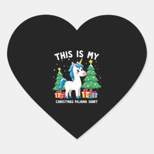 Pegatina En Forma De Corazón Esta es Mi Camiseta de pijama de Navidad Unicornio