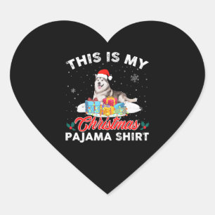 Pegatina En Forma De Corazón Esta es mi Navidad Pajama Siberian Husky Perro Mom