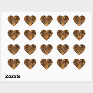 Pegatina En Forma De Corazón Estampado Animal Rayas de Tigre Negro Marrón Glamu