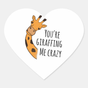 Pegatina En Forma De Corazón Estás girafando loco