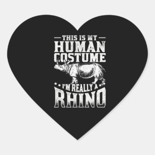 Pegatina En Forma De Corazón este es mi disfraz humano, realmente soy un rinoce
