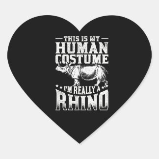 Pegatina En Forma De Corazón este es mi disfraz humano, realmente soy un rinoce