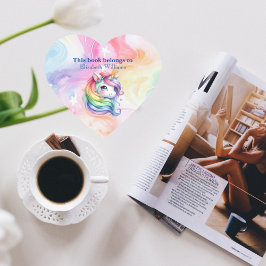 Pegatina En Forma De Corazón Este libro pertenece a un diseño de unicornio arco