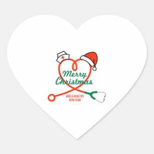 Pegatina En Forma De Corazón Estetioscopio corazón con Santa Sat