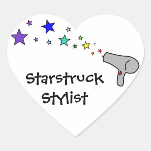 Pegatina En Forma De Corazón Estilista con estrellas - Estrellas arcoiris y sec