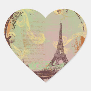 Pegatina En Forma De Corazón Estilo de época de la Torre Eiffel