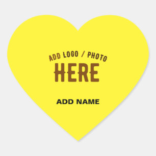 PEGATINA EN FORMA DE CORAZÓN ESTILOSA MARCA MODERNA PERSONALIZADA AMARILLO BRIL
