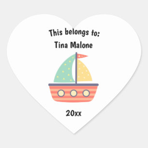 Pegatina En Forma De Corazón Esto pertenece a Back to School Sailboat White