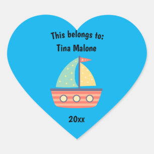 Pegatina En Forma De Corazón Esto pertenece al azul del velero escolar