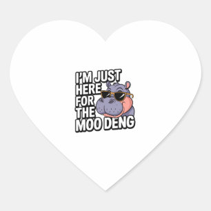 Pegatina En Forma De Corazón Estoy aquí por Moo Deng Cute Baby Hippo Bouncy