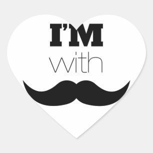Pegatina En Forma De Corazón Estoy con Mustache