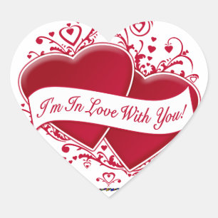 Pegatina En Forma De Corazón ¡Estoy Enamorado De Ti! Corazones rojos