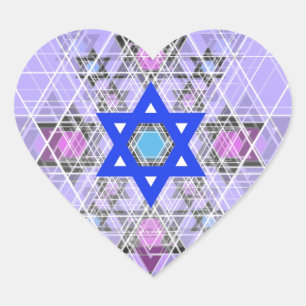 Pegatina En Forma De Corazón Estrella azul brillante.