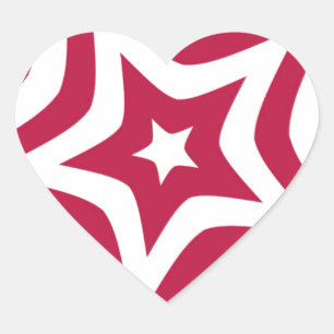 Pegatina En Forma De Corazón Estrella Negrita y Brillante Rojo y Blanco en un P
