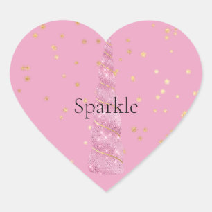 Pegatina En Forma De Corazón Estrellas de oro rosado de esparkle de Unicornio c