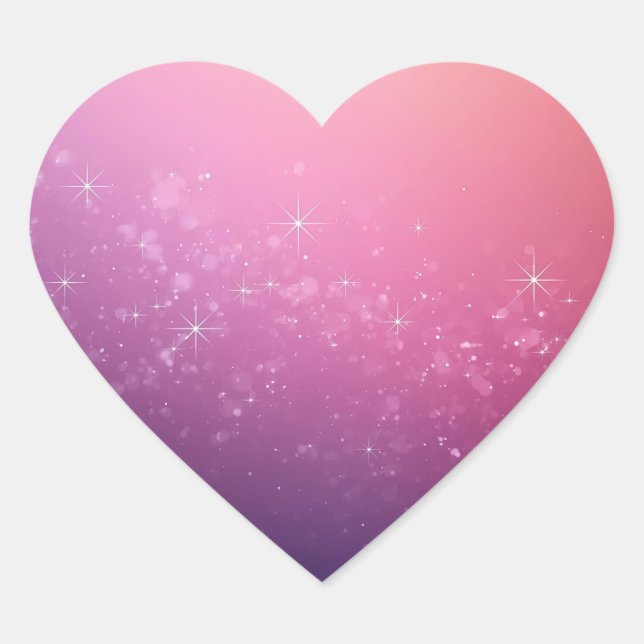 Pegatina En Forma De Corazón Estrellas En Espacio Rosa (Anverso)