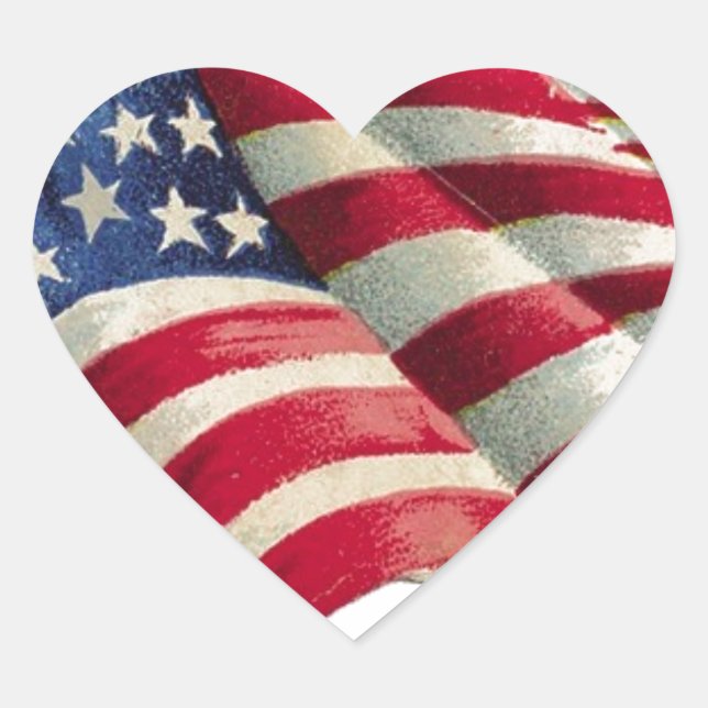 Pegatina En Forma De Corazón Estrellas N Stripes (Anverso)