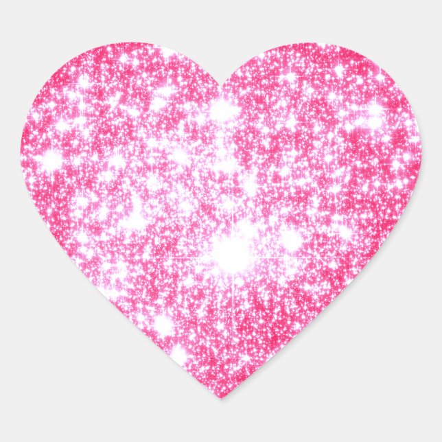 Pegatina En Forma De Corazón Estrellas rosa brillantes (Anverso)