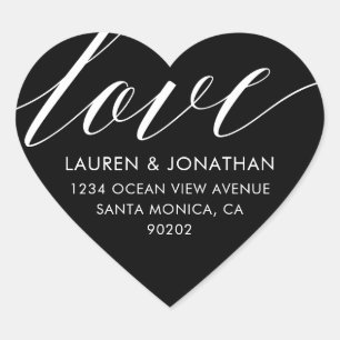 Pegatina En Forma De Corazón Etiquetas de dirección de amor, pegatinas de boda,