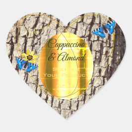 Pegatina En Forma De Corazón Etiquetas de productos de grano de madera de paja 