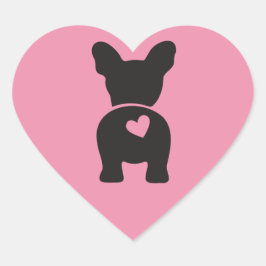 Pegatina En Forma De Corazón Etiquetas de regalo de Bulldog francesas, chapa de