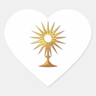 Pegatina En Forma De Corazón Eucaristía Santa en la Monstrancia dorada
