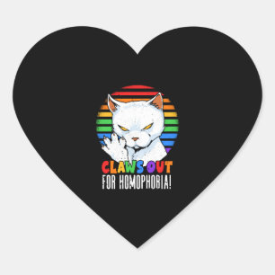 Pegatina En Forma De Corazón Excusa la homofobia: Gato LGBT enojado con el arco