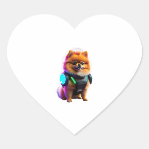 Pegatina En Forma De Corazón Explorador ciberpomerano del futuro