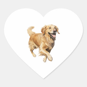 Pegatina En Forma De Corazón Exuberante tiempo de reproducción de Golden Retrie