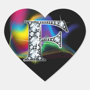 Pegatina En Forma De Corazón "F" Sonido de diamantes en Pegatina cardíaco de ba