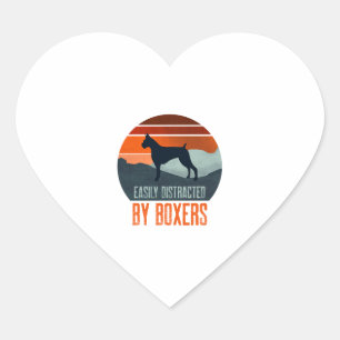 Pegatina En Forma De Corazón Fácilmente Distraído Por Caminar Perros Boxers