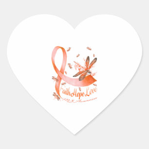 Pegatina En Forma De Corazón Faith Hope Love MS Awareness Dragonfly