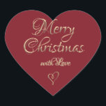 Pegatina En Forma De Corazón Fancy Gold Merry Christmas with Love Script Heart<br><div class="desc">Añada y poco amor y alegría a sus regalos de vacaciones este año con estos elegantes pegatinas metálicos de oro Feliz Navidad. También se ven agradables para sellar las servilletas de papel alrededor de la plata en el día del Navidad.</div>