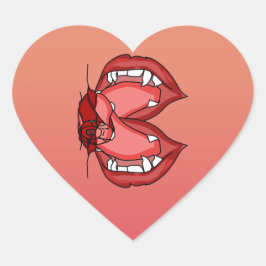 Pegatina En Forma De Corazón Fangs desatados: La feroz expresión de un vampiro