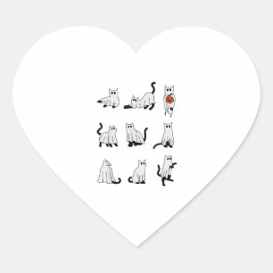 Pegatina En Forma De Corazón Fantasma de gato Halloween fantasmagórico lindo pa