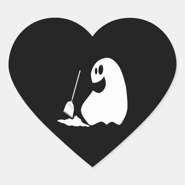 Pegatina En Forma De Corazón Fantasma de Halloween (Anverso)