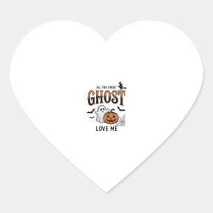 Pegatina En Forma De Corazón Fantasma de Halloween Todos los fantasmas me aman 