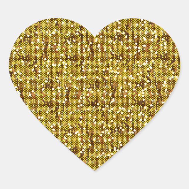 Pegatina En Forma De Corazón Faux Gold Purpurinoso Sequin Confetti (Anverso)
