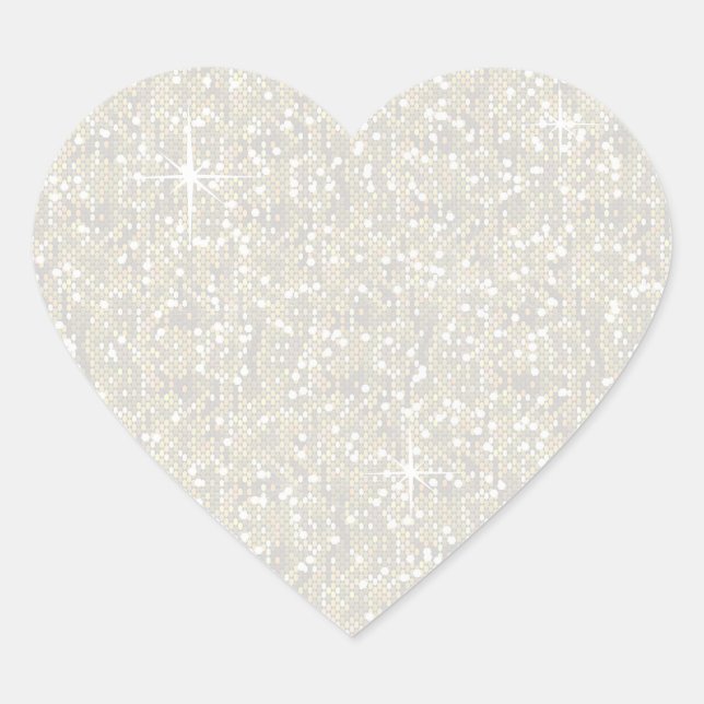 Pegatina En Forma De Corazón Faux Off White Purpurina Confetti (Anverso)