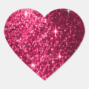 Pegatina En Forma De Corazón Faux Purpurina Pink