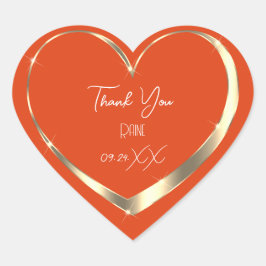 Pegatina En Forma De Corazón Favor de agradecimiento Coral Gold Heart Bridal Sw