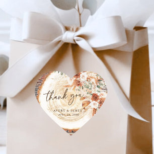 Pegatina En Forma De Corazón Favor de boda de agradecimiento de eucalipto y ros