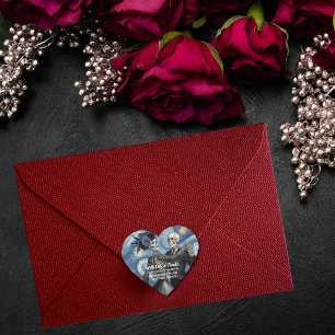 Pegatina En Forma De Corazón Favor de boda Esqueleto Van Gogh Hasta la Muerte