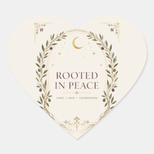 Pegatina En Forma De Corazón Favor de boda personalizado Rooted Romance Ciruela