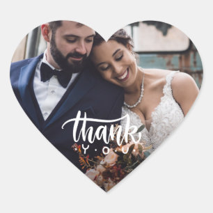 Pegatina En Forma De Corazón Favor de Foto de Corazón de Boda Agradecimiento